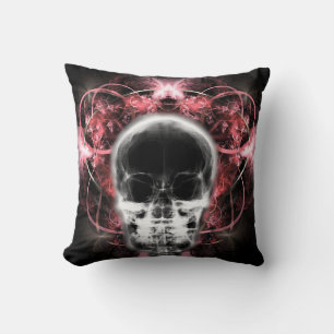 Coussin Crâne fractal à papillon X-Ray - Rouge