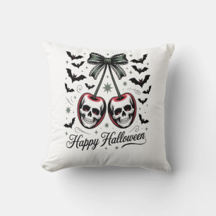 Coussin Crâne gothique cerise Halloween