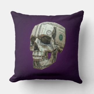 Coussin Crâne Humain en Origami d'Argent