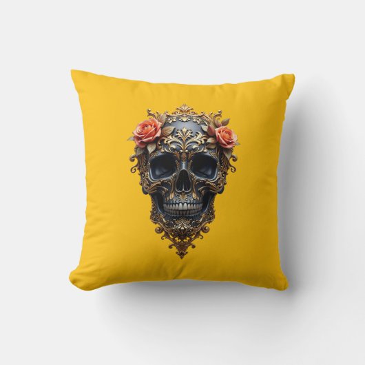 Coussin Crâne noir/or (Recto)
