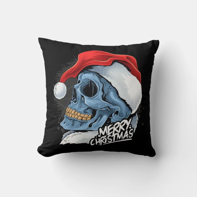 Coussin Crâne Père Noël de Noël (Recto)