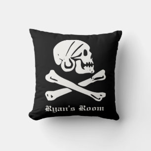 Coussin Crâne pirate et os croisés