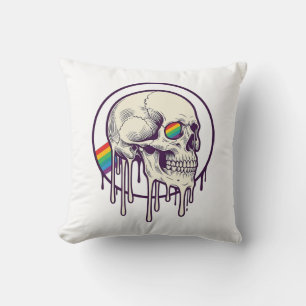 Coussin Crâne qui dégouline d'arc-en-ciel Dessin de gravur