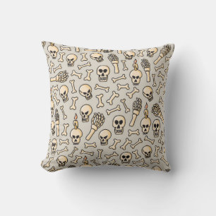Coussin Crâne, squelette et os main motif sans soudure dr