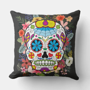 Coussin Crâne sucre Dia De Los Muertos Jour des Morts