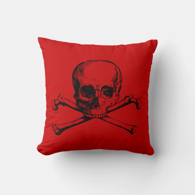 Coussin Crâne vintage et os croisés (Recto)