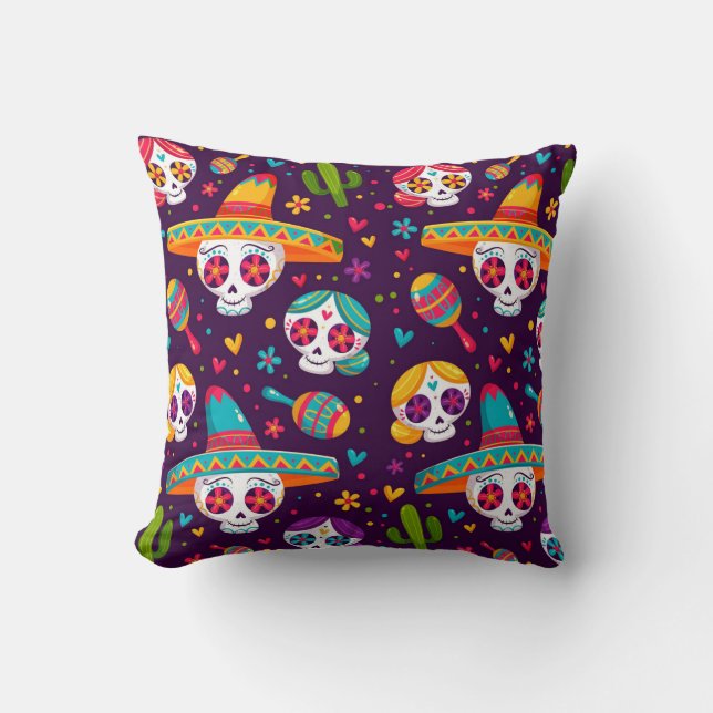 Coussin Crânes à sucre mexicaines (Recto)