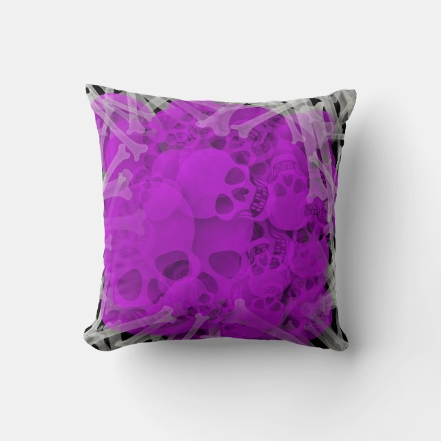 Coussin CRÂNES abstraits et OS (Recto)