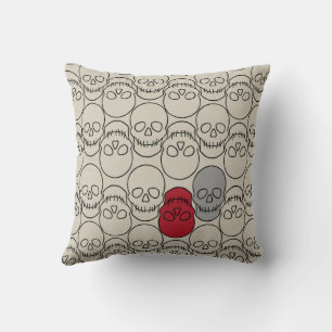 Coussin Crânes - Bone White et Bat Black