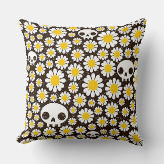 Coussin Crânes de marguerite jaune