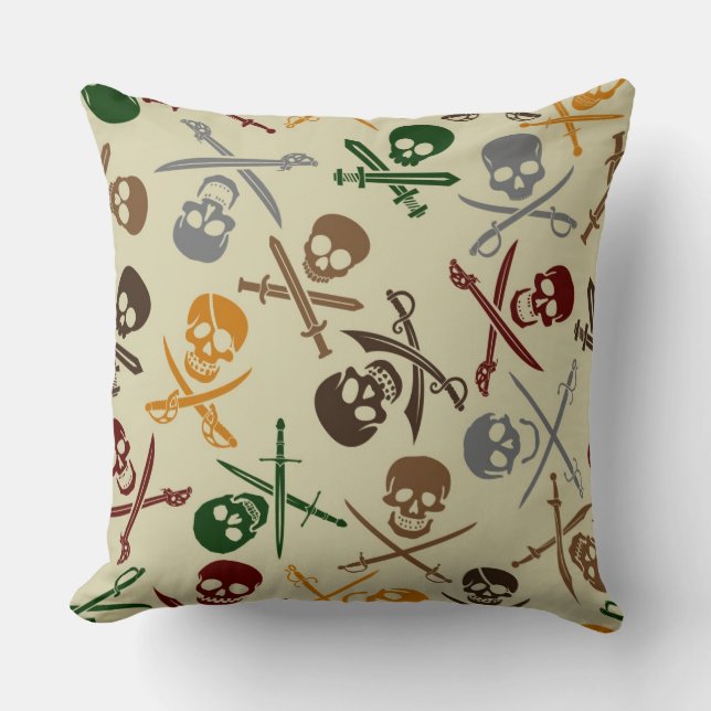 Coussin Crânes de pirate avec les épées croisées (Recto)