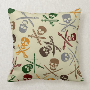 Coussin Crânes de pirate avec les épées croisées