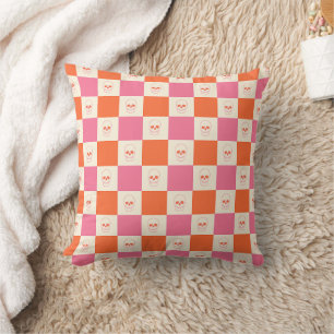 Coussin Crânes de tableau de bord en rose, orange et crème