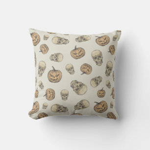 Coussin Crânes et Citrouille Motif d'Halloween