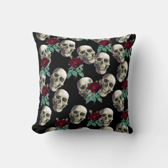 Coussin Crânes et fleurs (Recto)
