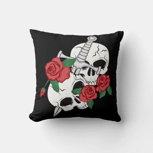 Coussin Crânes et Roses (Recto)