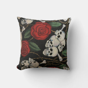 Coussin Crânes et Roses
