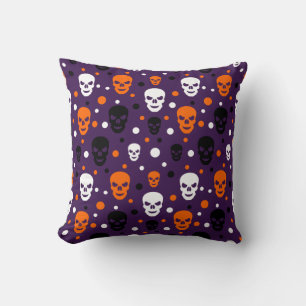 Coussin Crânes Halloween Colorés à Motif à Points