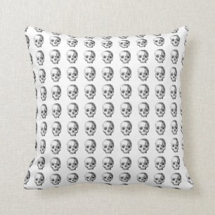 Coussin Crânes Jawless, modèle noir et blanc