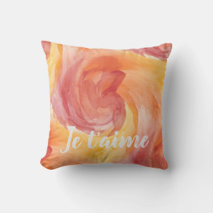 Coussin Cravate-Dye flamme rouge orange peint Aquarelle d'