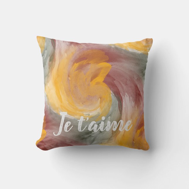 Coussin Cravate-teinture orange vert peint Aquarelle dans  (Recto)
