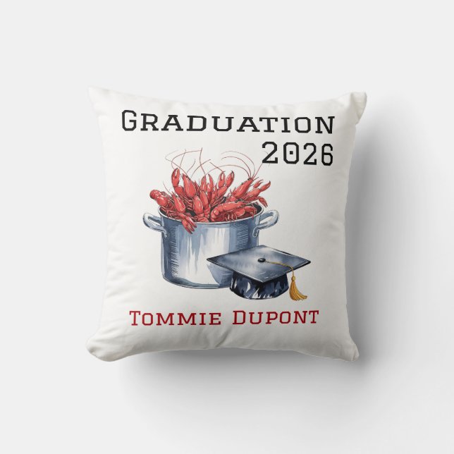 Coussin Crawfish & Casquettes : Une fête de graduation en  (Recto)