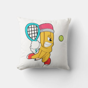Coussin Crayon au tennis avec raquette de tennis
