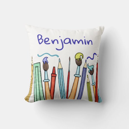 Coussin Crayons et pinceaux  (Recto)