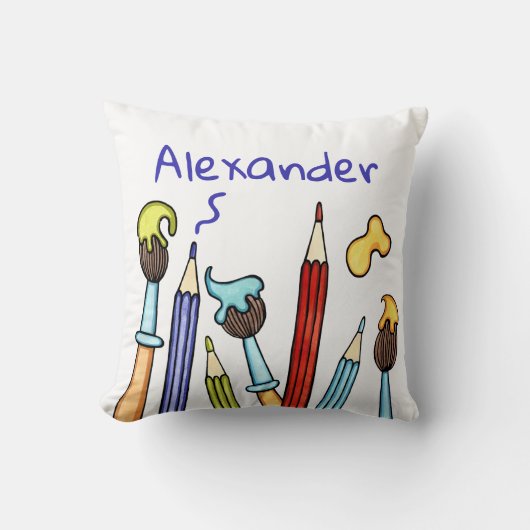 Coussin Crayons et pinceaux  (Recto)