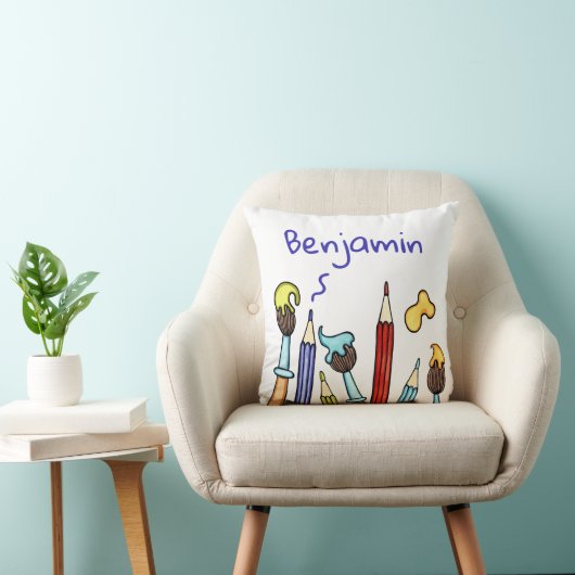Coussin Crayons et pinceaux (Chaise)