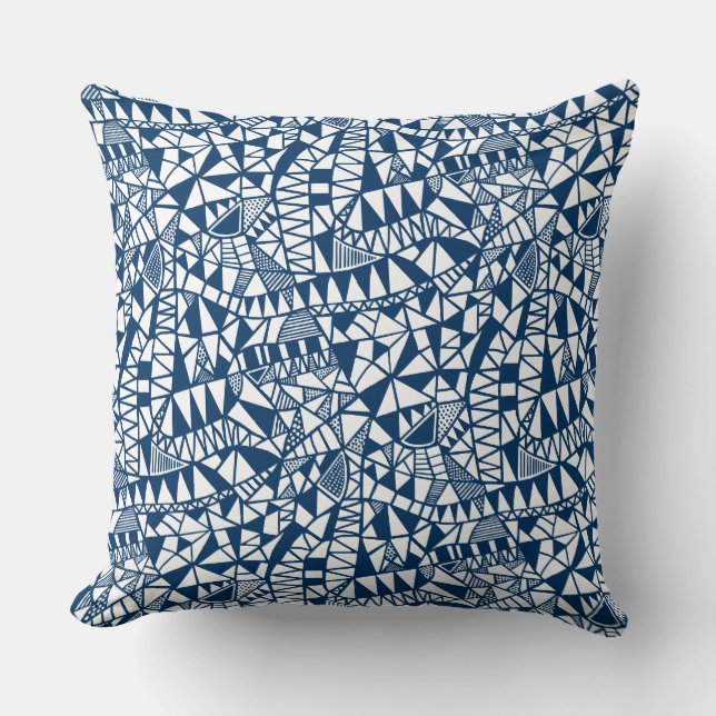 Coussin Crazy Structure Motif 060423 - Indigo Style Blue (Recto)