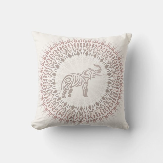 Coussin Cream Ombre Elephant Mandala (Recto)