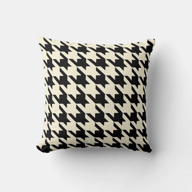 Coussin Cream Pied De Poule Houndstooth beige noire (Recto)