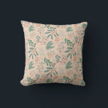 Coussin Cream Winter Botanical Pattern<br><div class="desc">Cute and fun Christmas theme pillow featuring hand drawn illustration of winter botanicals.</div>