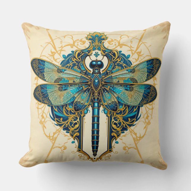 Coussin Création artistique d'une libellule complexe (Recto)