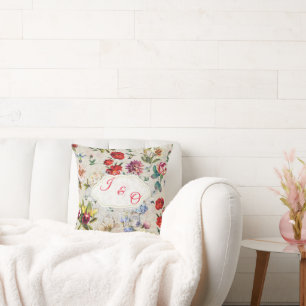 Coussin Création de l'aquarelle florale de l'époque victor