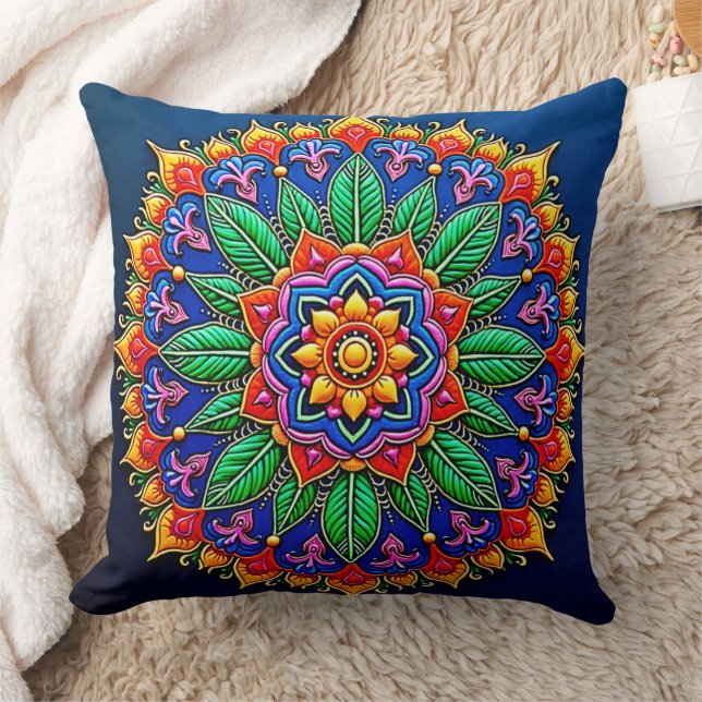 Coussin Création vibrante de mandala artistique (Couverture)