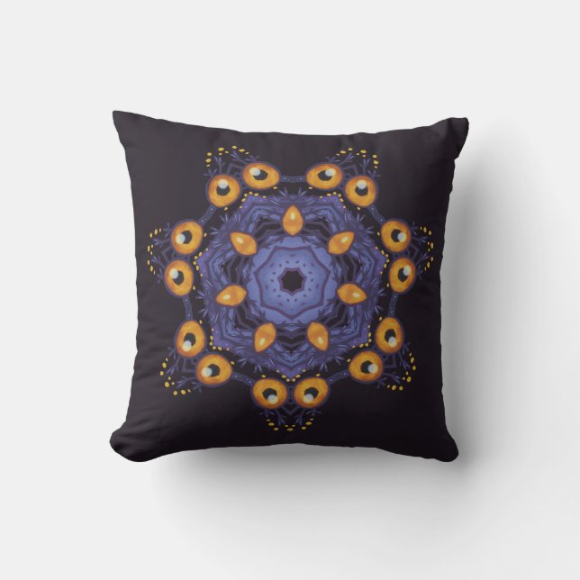 Coussin Créature mandala monstrueuse mignonne et effrayant (Recto)