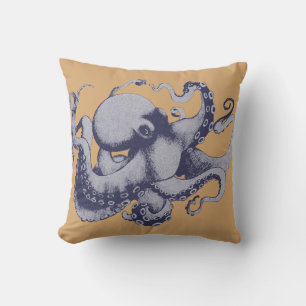 Coussin Créature marine vintage Octopus Personnalisé