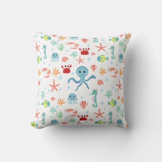Coussin Créatures de mer sous-marines fantaisistes (Recto)