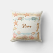 Coussin Créatures marines bébé à l'aquarelle fantaisiste (Recto)