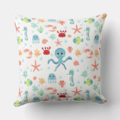 Coussin Créatures marines sous-marines fantaisistes (Verso)