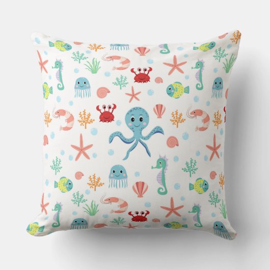 Coussin Créatures marines sous-marines fantaisistes (Recto)