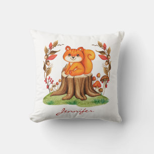 Coussin Crèche automne Décor Bébé mignon écureuil automne