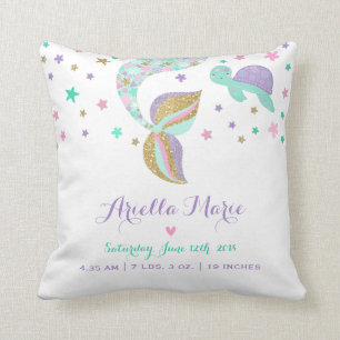 Coussin Crèche de sirène de carreau de stat de naissance