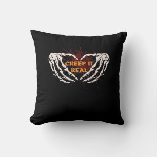 Coussin Creep It Real, Skeleton Mains Montrant Le Coeur
