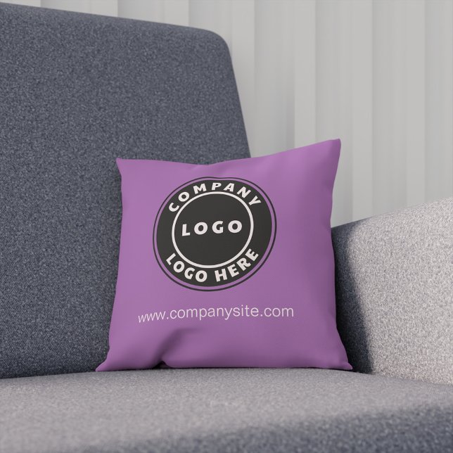 Coussin Créer votre marque d'entreprise Logo (Business Logo Elegant Lilac Throw Pillow)