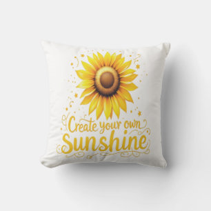 Coussin Créer votre propre soleil - Tournesol motivant