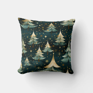 Coussin Créez vos propres arbres de Noël vert et or