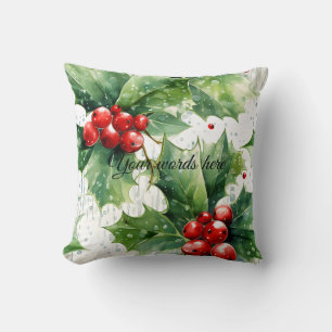 Coussin Créez vos propres charrettes Red Holly & Raindrops
